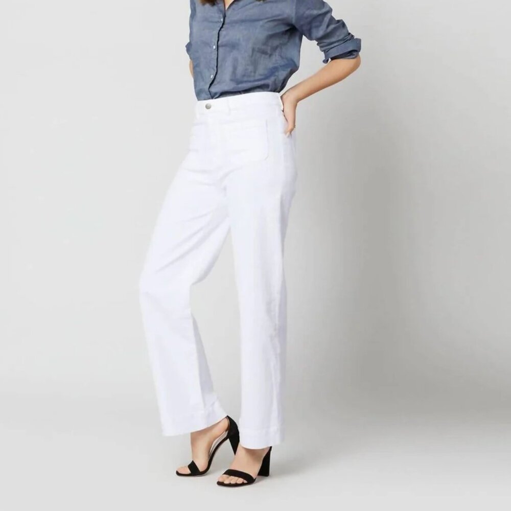 Ann Mashburn Coco Patch Pocket Jean White Stretch Denim Size 26 - Picture 4 of 10